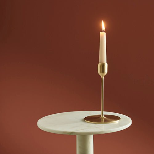 Flute solid brass candlestick, Brushed finish